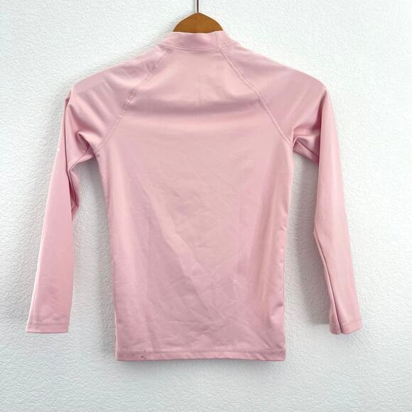 Roxy Girls Rashguard Swim Surf Top Sz Large 12 Pink Long Sleeve Heart Logo UPF - Picture 3 of 7